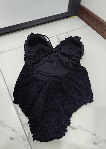 Siyah Fırfırlı Strappy Kadın Mayo - Görsel 4