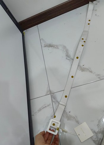 Beyaz Deri Tokalı Kadın Kemer - Görsel 3