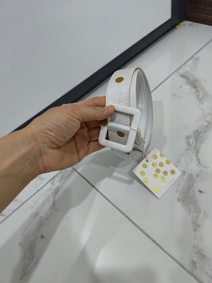 Beyaz Deri Tokalı Kadın Kemer - Görsel 2