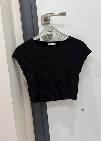 Siyah Kısa Kollu Crop Top