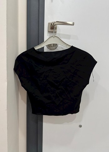 Zara Siyah Kısa Kollu Crop Top