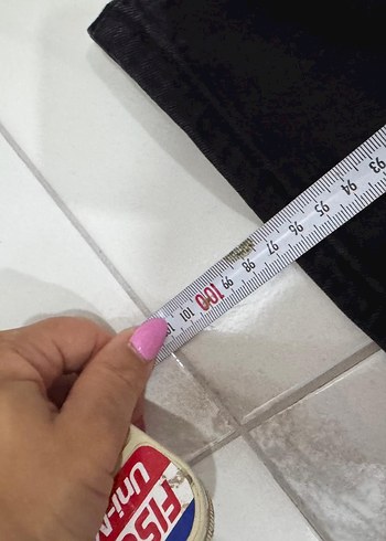 46 Beden Düğmeli Siyah Loose Fit Kadın Kot Pantolon