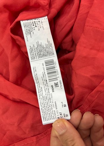 Kırmızı Uzun Kollu Fırfırlı Salaş Elbise - Görsel 10