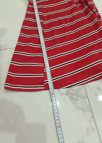 36 Beden Kırmızı Çizgili Mini Elbise