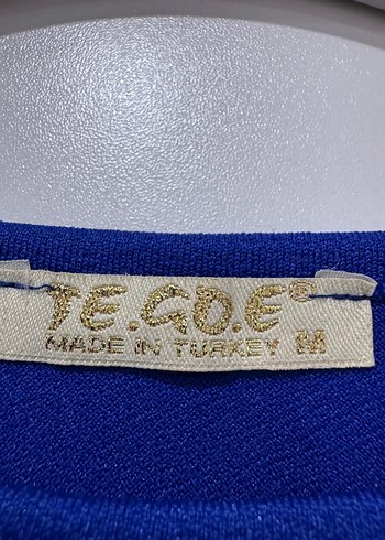 Mavi Pilili Midi Kolsuz Kadın Elbise - Görsel 6