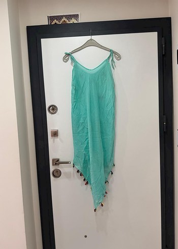 Püsküllü Turkuaz Bohem pareo - Görsel 3