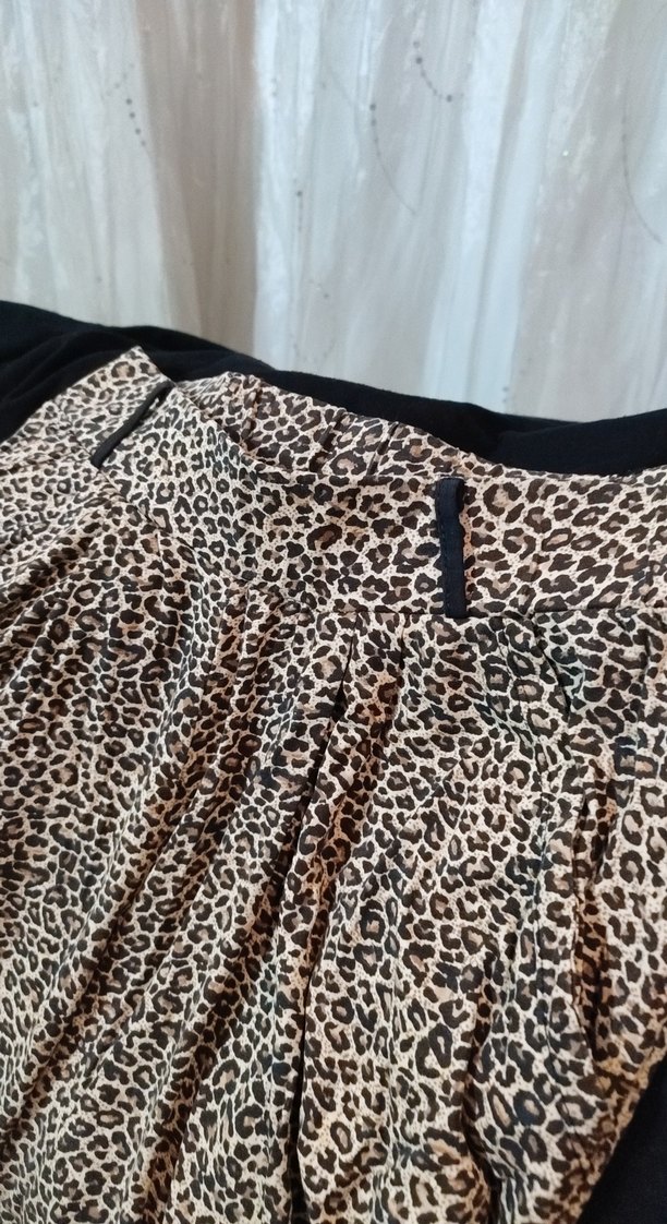 Kadın Leopar Desenli Salaş Kumaş Pantolon - Görsel 2