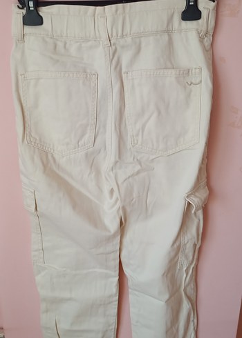 Bej Kadın Pamuk Kumaş Rahat Kesim Pantolon - Görsel 4