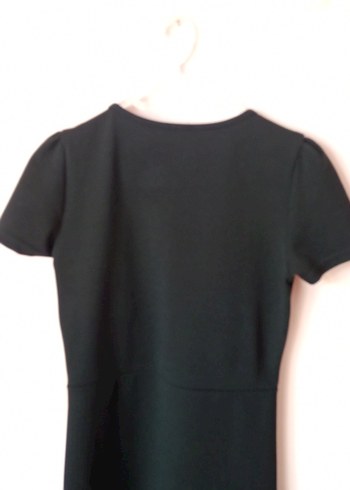 V Yaka Siyah Midi Kadın Elbise - Görsel 5