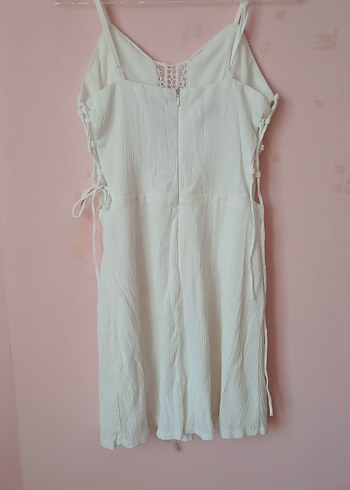 Dantel Detaylı Beyaz Midi Bohem Elbise - Görsel 3