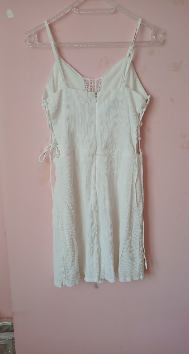 Dantel Detaylı Beyaz Midi Bohem Elbise - Görsel 3