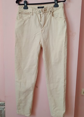 Bej Kadın Pamuklu Normal Kesim Jean