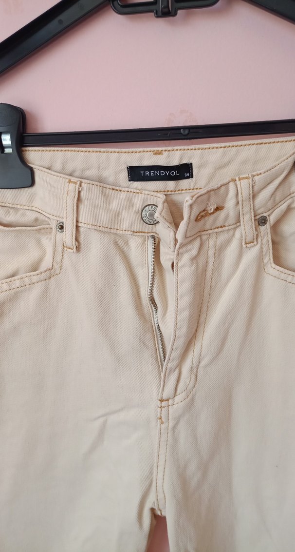 Bej Kadın Pamuklu Normal Kesim Jean - Görsel 3