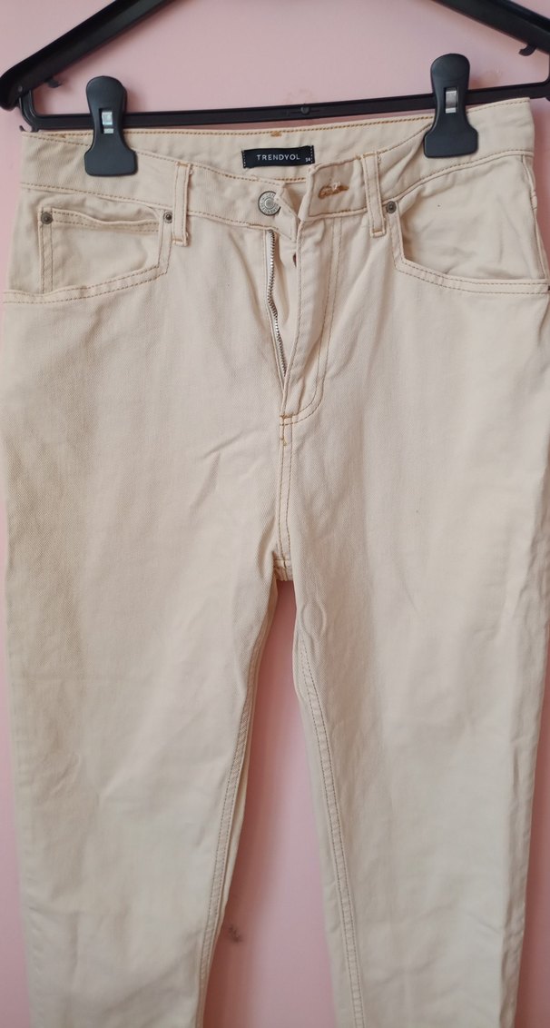 Bej Kadın Pamuklu Normal Kesim Jean - Görsel 2