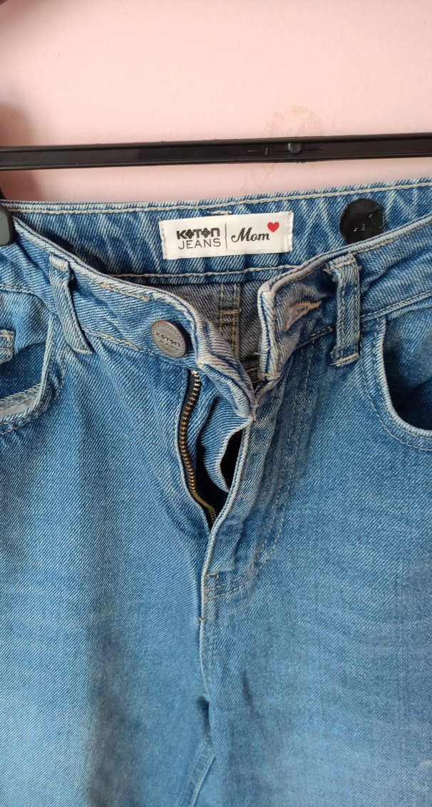 Kadın Mavi Bol Kesim Midi Kot Pantolon - Görsel 3