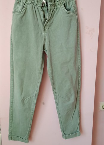 kadın Loose Fit Yeşil Denim Pantolon