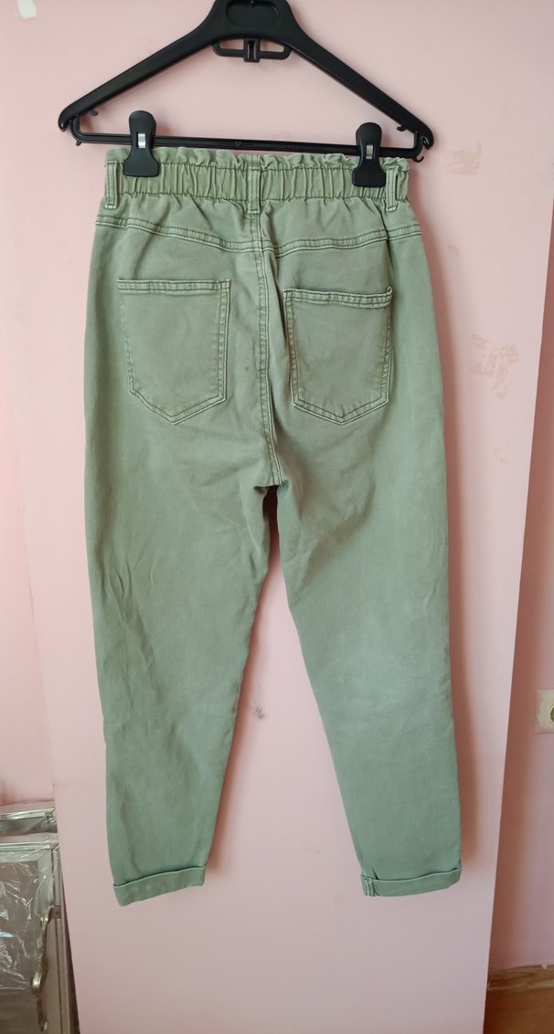 kadın Loose Fit Yeşil Denim Pantolon - Görsel 5