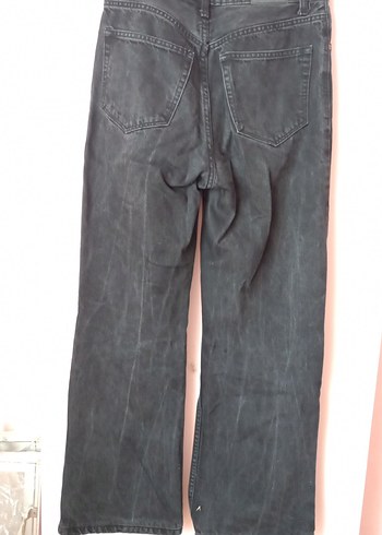 Gri Kadın Bol Kesim Yırtık Denim Pantolon - Görsel 4