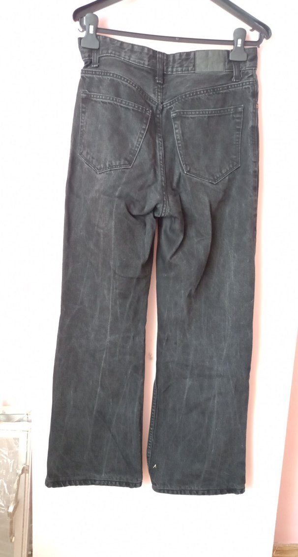 Gri Kadın Bol Kesim Yırtık Denim Pantolon - Görsel 4