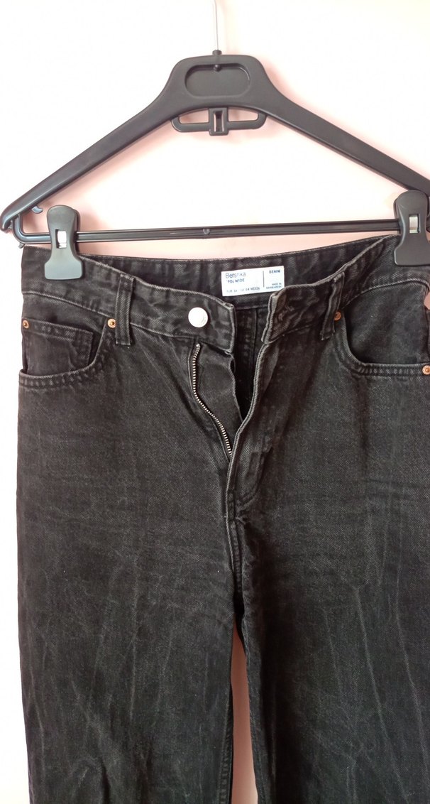 Gri Kadın Bol Kesim Yırtık Denim Pantolon - Görsel 3