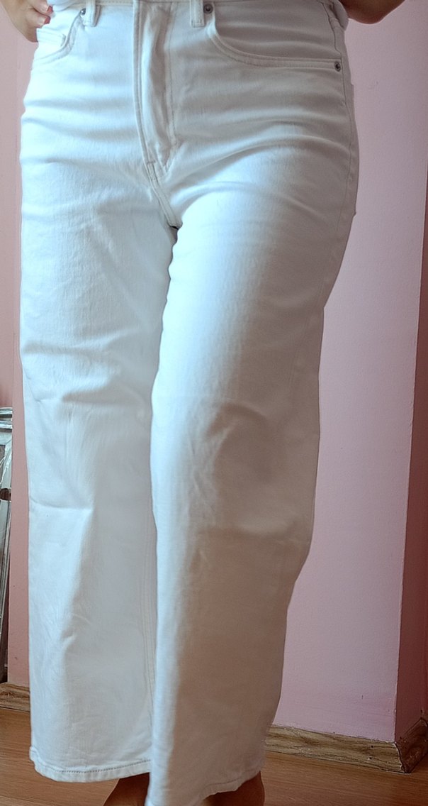Beyaz Pamuklu Salaş Midi Kadın Jean - Görsel 4