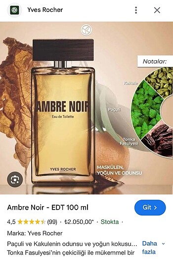 Yves rocher ambre noir erkek parfüm