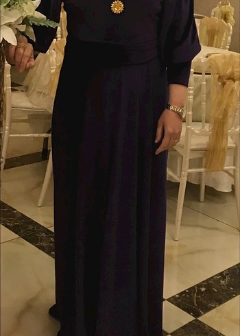 Kadın Mor Uzun Drapeli Elbise