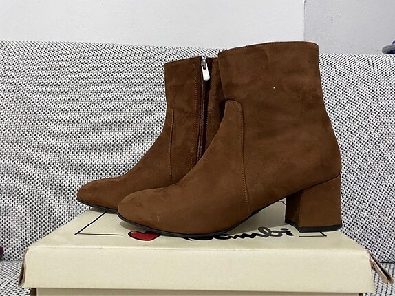 Kahverengi / Taba bootie, topuklu bot