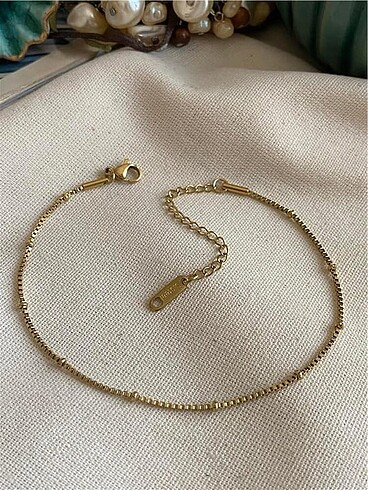 Çelik Gold Mini Dorikalı Kare Zincir Halhal
