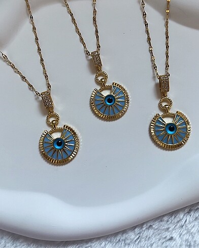 Çelik Gold Taşlı Nazar Kolye