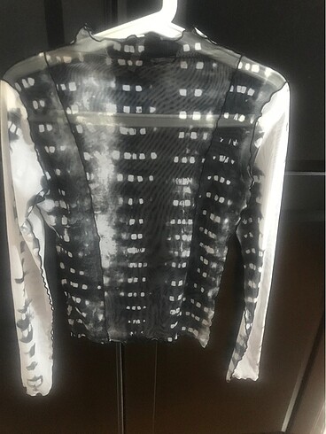 xs Beden siyah Renk Stradivarius Siyah Beyaz Transparan Bluz