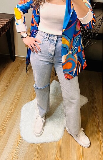 Zara Yüksek bel straight fit jean