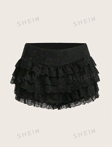 Shein siyah dantelli şort