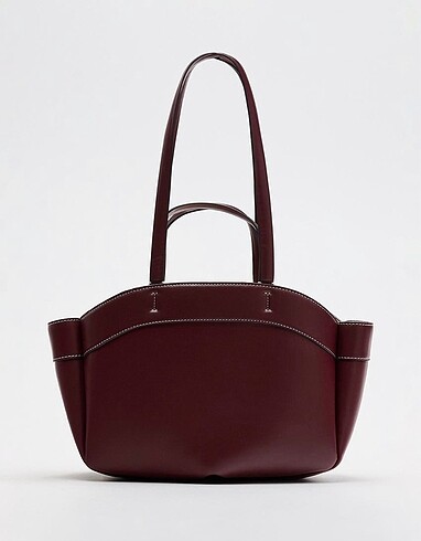 zara tote çanta bordo
