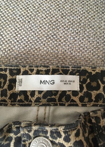 Mango Kahverengi Leopar Desenli Kemerli Kadın jean Pantolon
