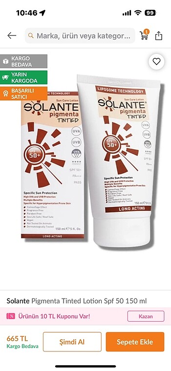Yves Rocher Solante renkli yüz güneş kremi