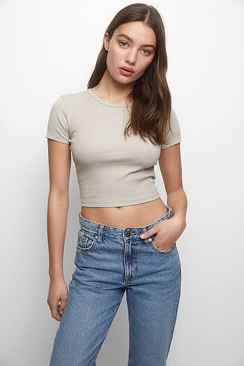 Pull bear kum rengi tişört