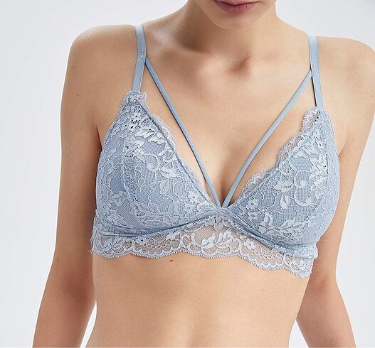 Defacto triangle dantel mavi bralet