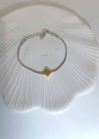 Çelik Zincir Detaylı Minimalist Gri Altın Bileklik