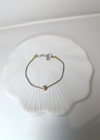 Beden Çelik Zincir Detaylı Minimalist Gri Altın Bileklik