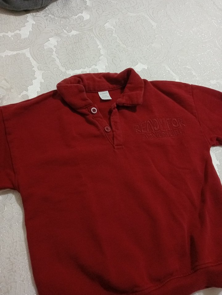 Bordo Erkek Çocuk Uzun Kollu Polo Tişört - Görsel 2