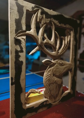 Ahşap Geyik Figürlü Çerçeve - Görsel 3