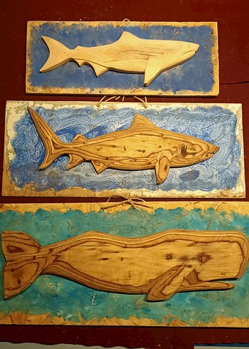 Mavi Ahşap Köpekbalığı figürü. - Görsel 6