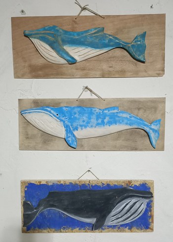 Mavi Gri Ahşap Balina Dekoru - Görsel 4