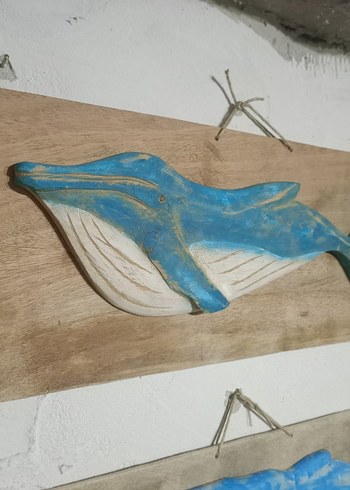 Mavi Gri Ahşap Balina Dekoru - Görsel 2