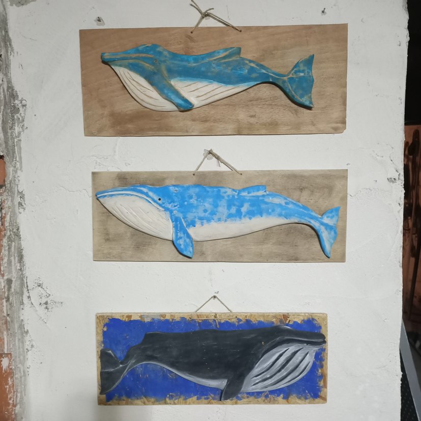 Mavi Gri Ahşap Balina Dekoru - Görsel 4