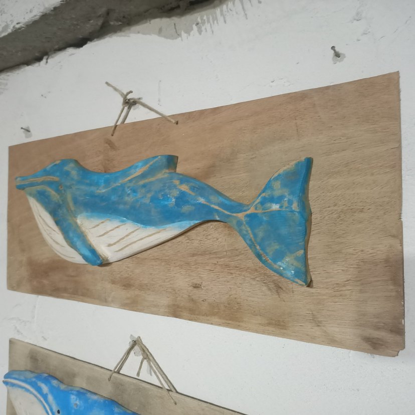 Mavi Gri Ahşap Balina Dekoru - Görsel 3