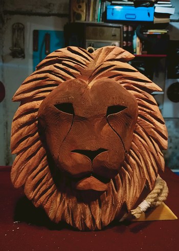 Kahverengi Ahşap Aslan Figürü - Görsel 5