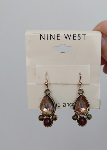 Nine West Bej Taşlı Vintage Midi Küpe