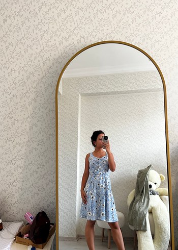 LC Waikiki Pastel Mavi Çiçekli Elbise